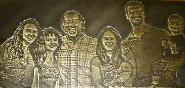 Bronze Picutre of a family portrait with 6 family members